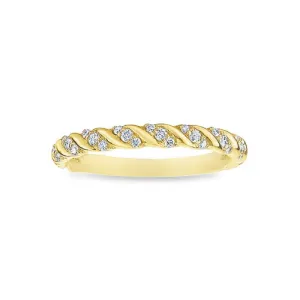 0.20TDW Twist Diamond Band in 10K Yellow Gold