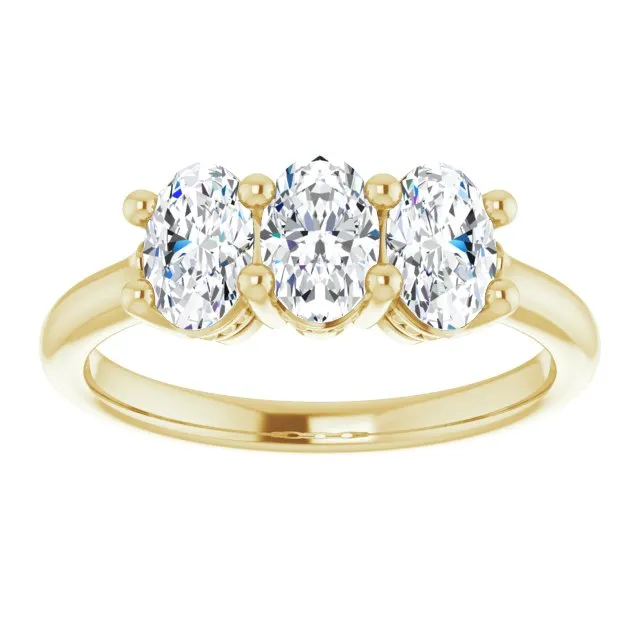 0.63 ct. Oval Cut Diamond 3 Stone Milgrain Accent Wedding Band