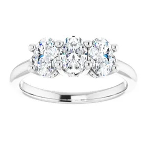 0.63 ct. Oval Cut Diamond 3 Stone Milgrain Accent Wedding Band