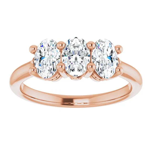 0.63 ct. Oval Cut Diamond 3 Stone Milgrain Accent Wedding Band