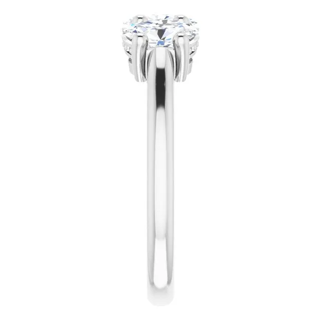 0.63 ct. Oval Cut Diamond 3 Stone Milgrain Accent Wedding Band