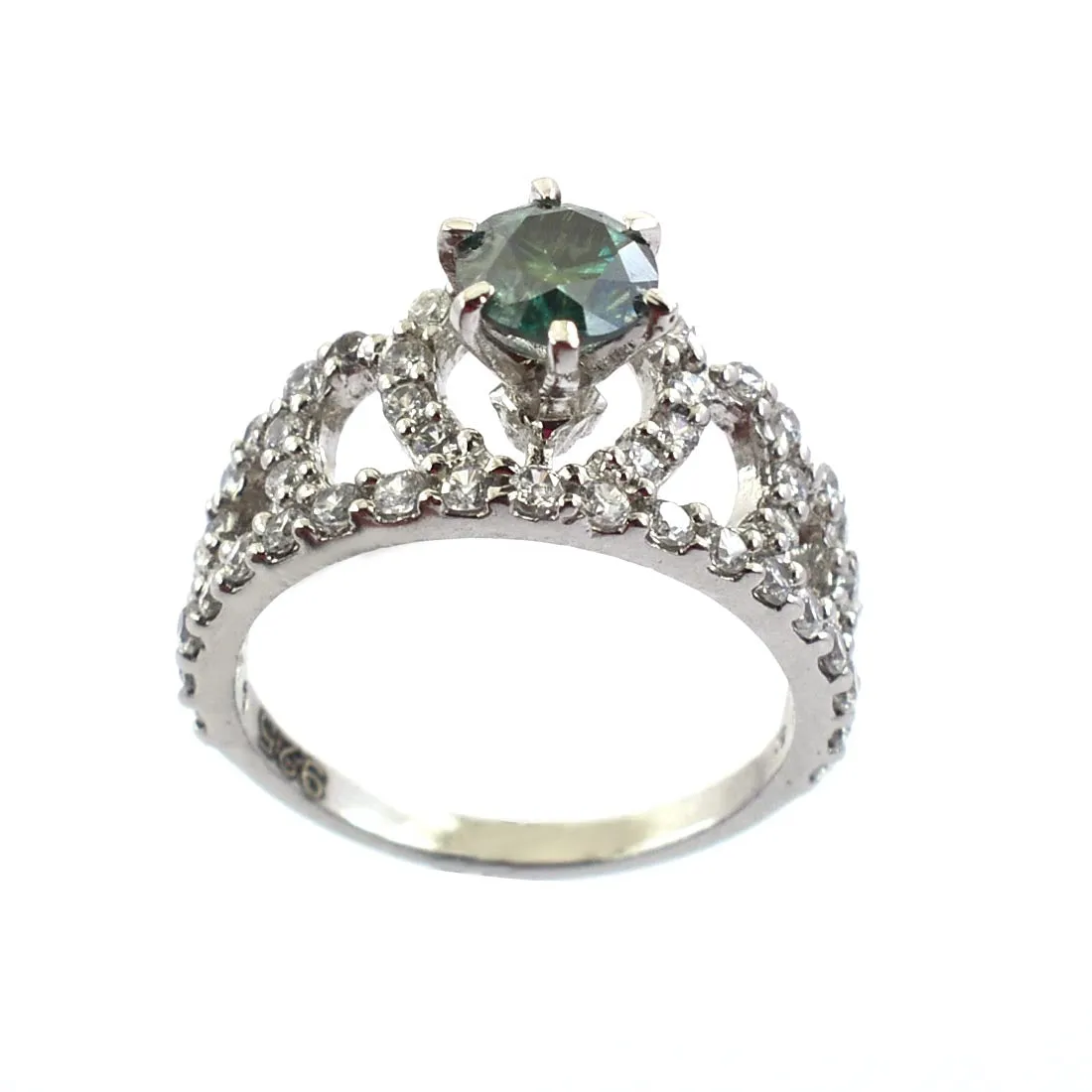 0.80 Ct, Certified Blue Diamond Solitaire Designer Accents Ring