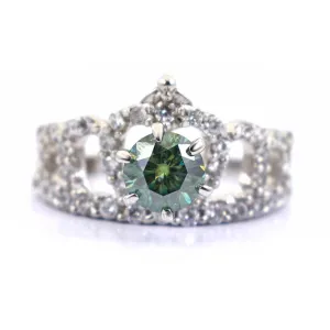 0.80 Ct, Certified Blue Diamond Solitaire Designer Accents Ring