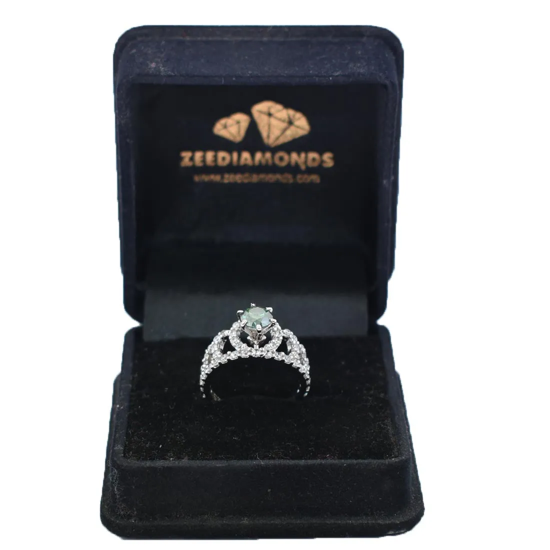 0.80 Ct, Certified Blue Diamond Solitaire Designer Accents Ring