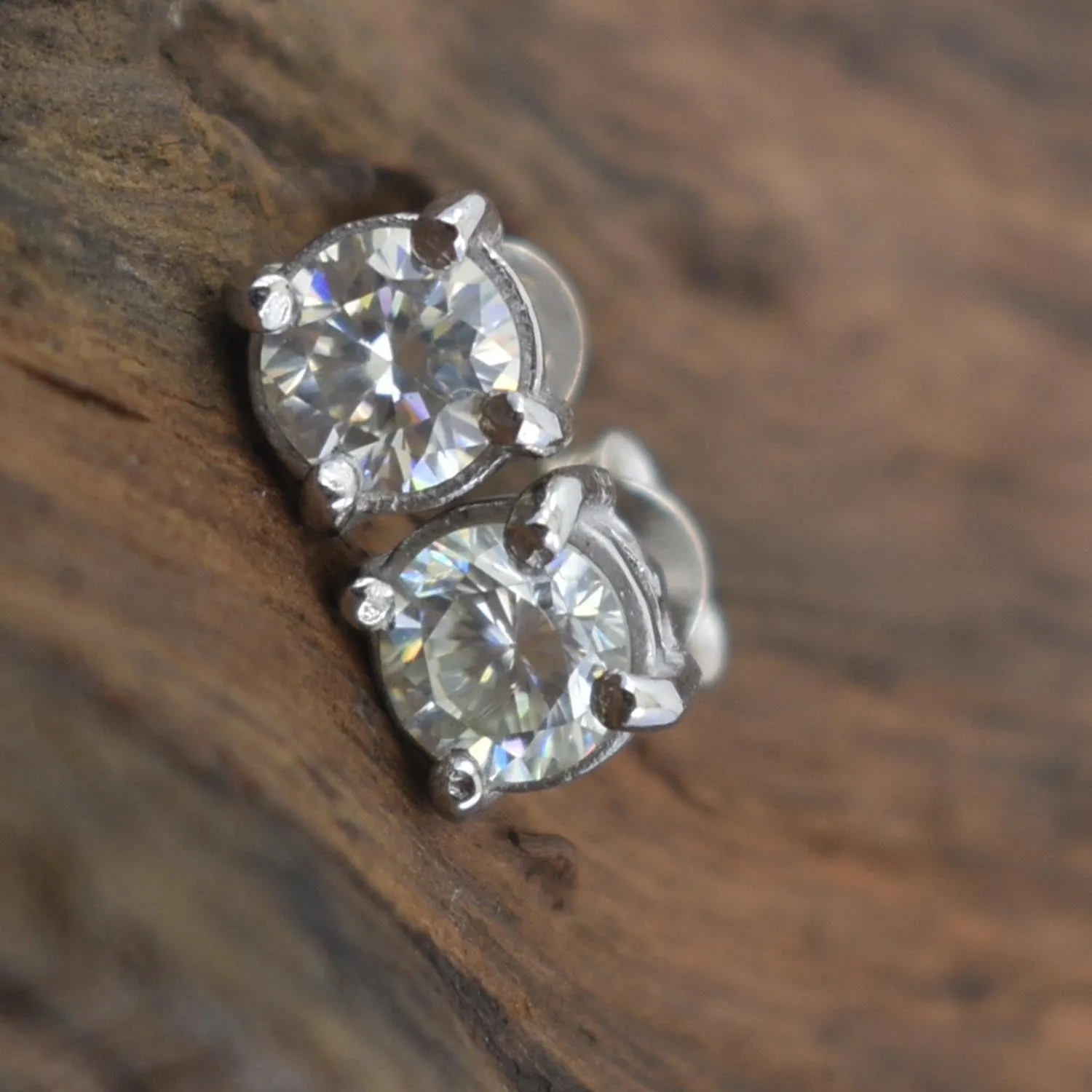 1 Ct Elegant Off White Diamond Stud Earrings in 925 Silver with White Finish! Amazing Look & Sparkle! Certified Diamonds, Gift For Birthday/Anniversary