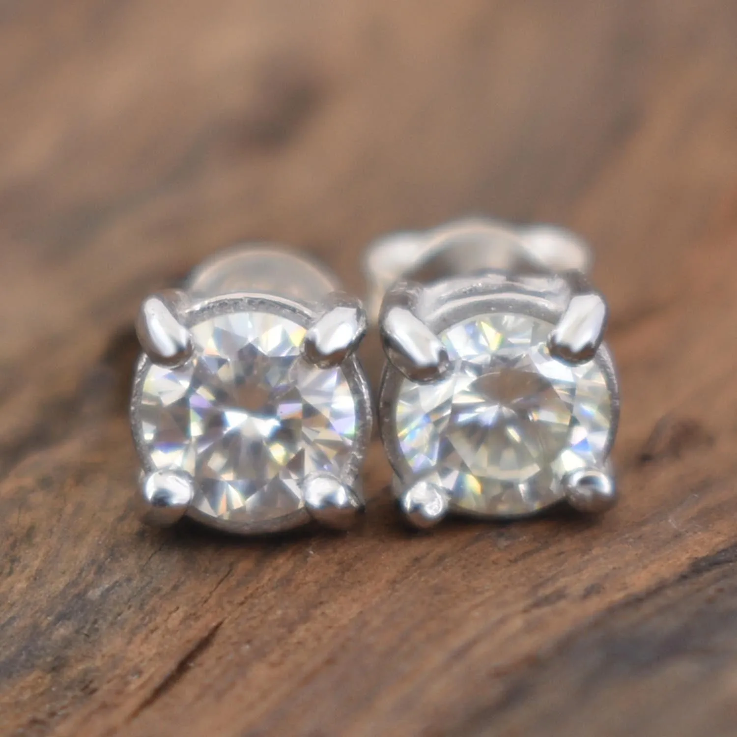 1 Ct Elegant Off White Diamond Stud Earrings in 925 Silver with White Finish! Amazing Look & Sparkle! Certified Diamonds, Gift For Birthday/Anniversary