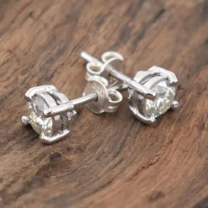 1 Ct Elegant Off White Diamond Stud Earrings in 925 Silver with White Finish! Amazing Look & Sparkle! Certified Diamonds, Gift For Birthday/Anniversary