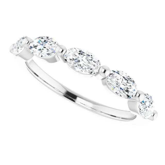 1.05 ct. Oval Cut Diamond Wedding Band East West Set Anniversary Ring