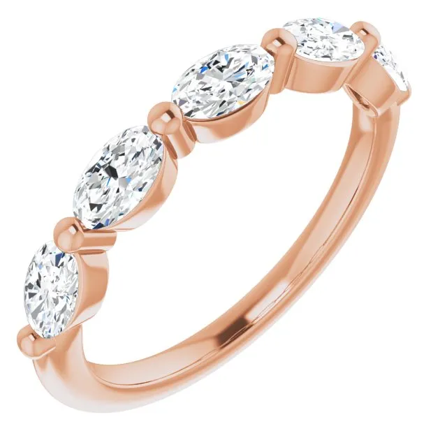1.05 ct. Oval Cut Diamond Wedding Band East West Set Anniversary Ring