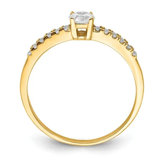 10k Gold 4mm CZ with Side Accents Promise Ring