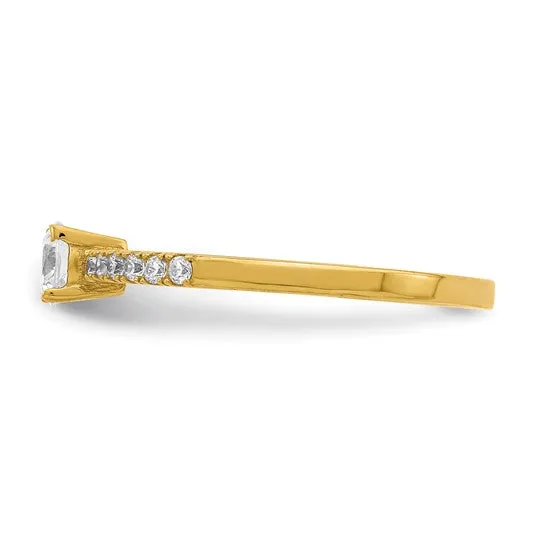 10k Gold 4mm CZ with Side Accents Promise Ring