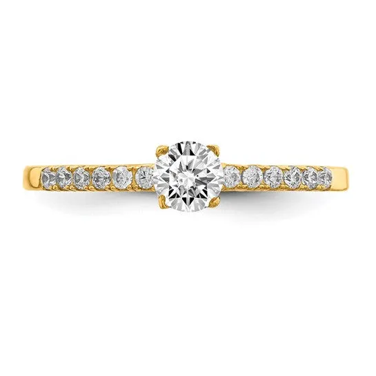 10k Gold 4mm CZ with Side Accents Promise Ring