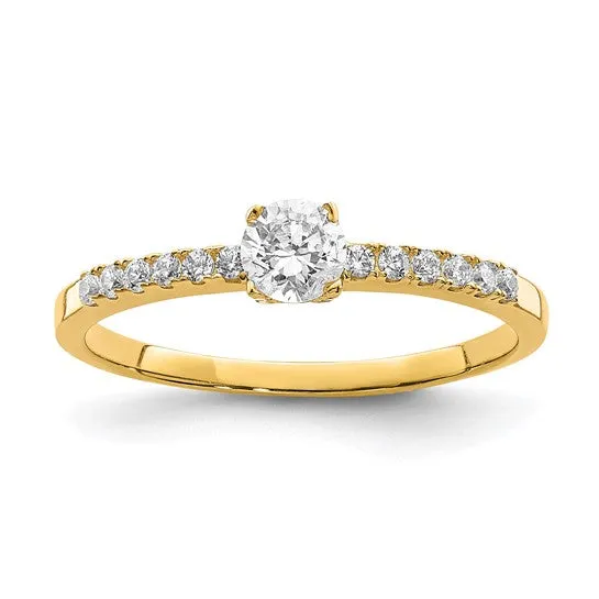 10k Gold 4mm CZ with Side Accents Promise Ring