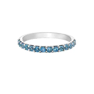 10K White Gold Blue Topaz Ring-Band