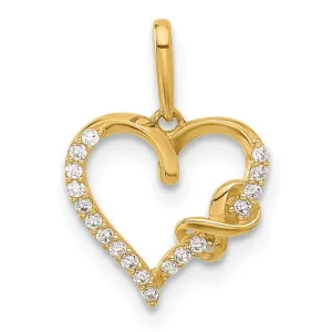 10k Yellow Gold Clear CZ Heart with Infinity Pendant