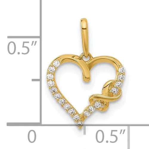10k Yellow Gold Clear CZ Heart with Infinity Pendant