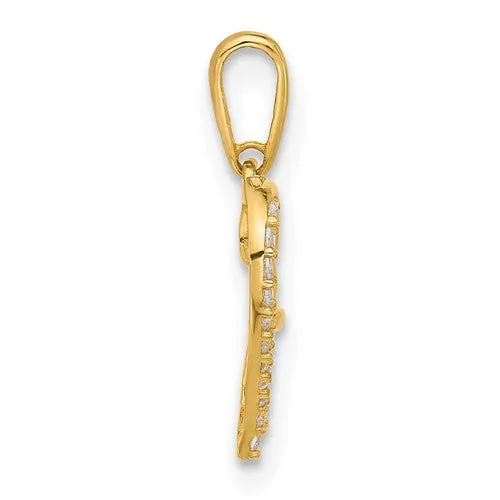 10k Yellow Gold Clear CZ Heart with Infinity Pendant