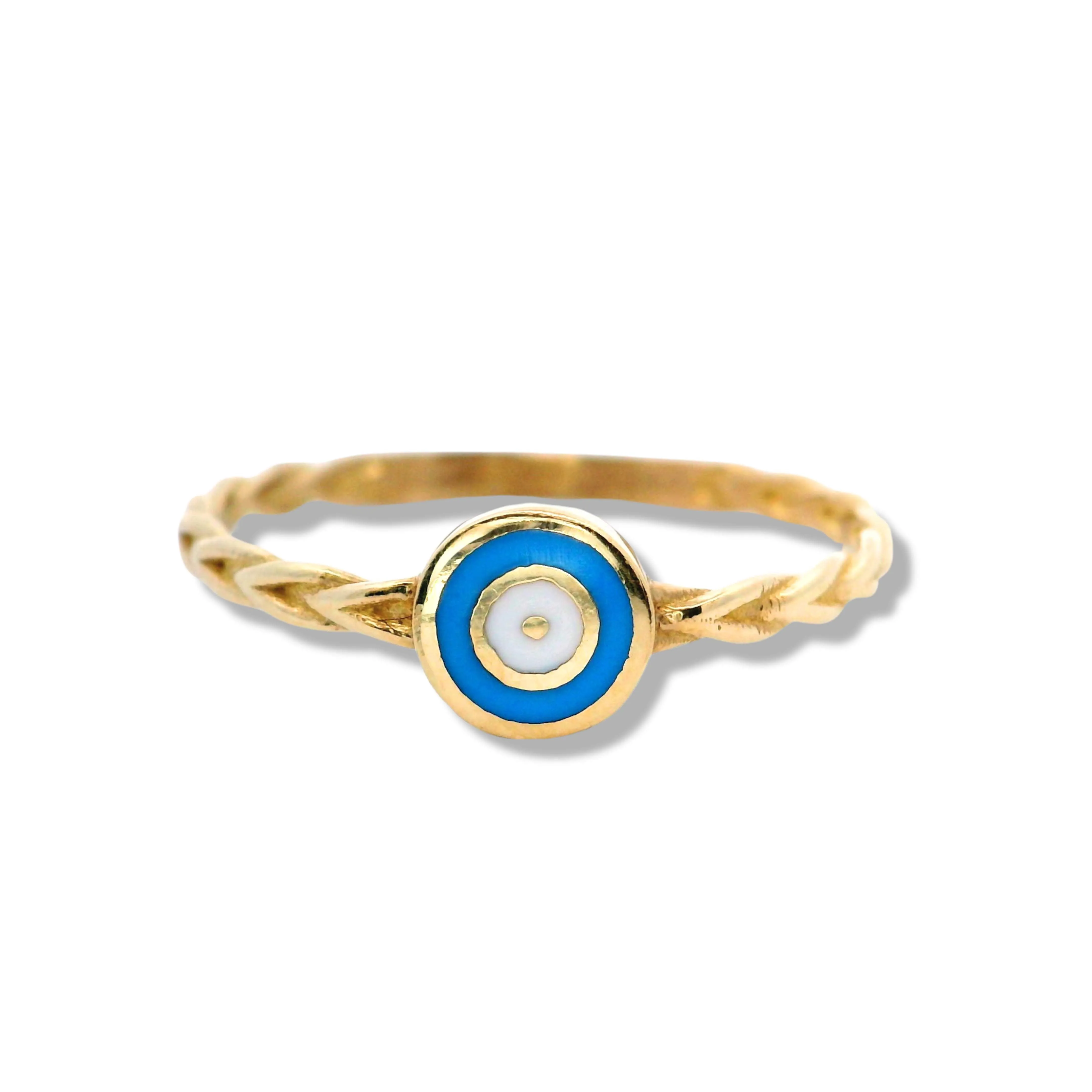 10K Yellow Gold "Mal de Ojo" Stacker Ring