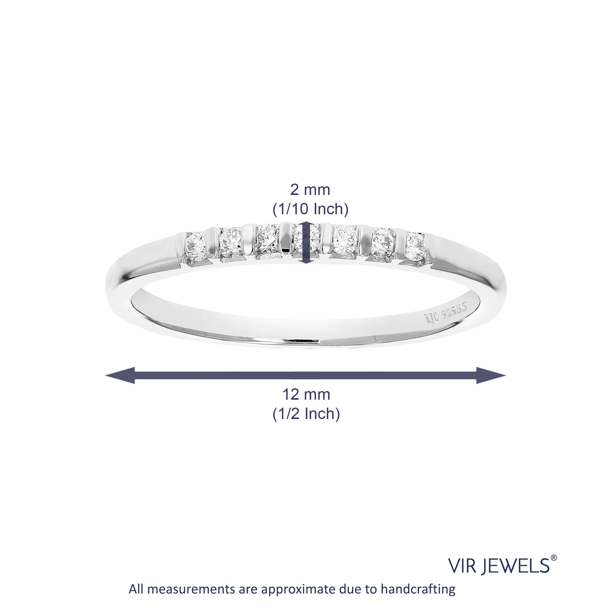 1/10 cttw Lab Grown Seven Diamond Wedding Band in Sterling Silver