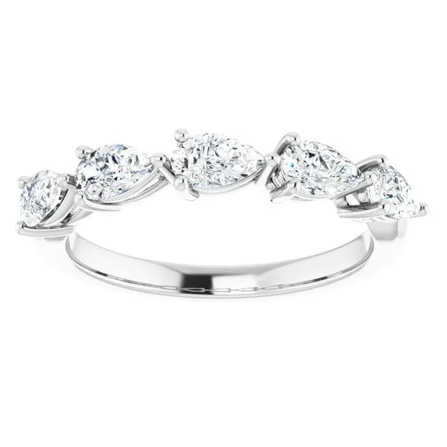 1.25 ct. Pear Cut Diamond Wedding Band 5 Stone Anniversary Ring