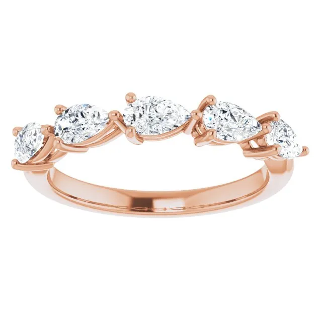 1.25 ct. Pear Cut Diamond Wedding Band 5 Stone Anniversary Ring