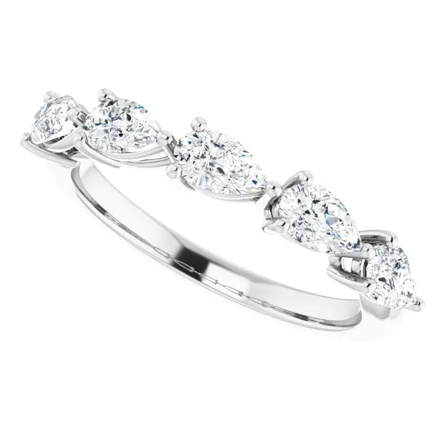 1.25 ct. Pear Cut Diamond Wedding Band 5 Stone Anniversary Ring