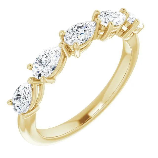 1.25 ct. Pear Cut Diamond Wedding Band 5 Stone Anniversary Ring