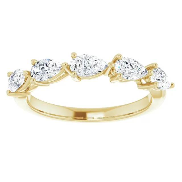 1.25 ct. Pear Cut Diamond Wedding Band 5 Stone Anniversary Ring