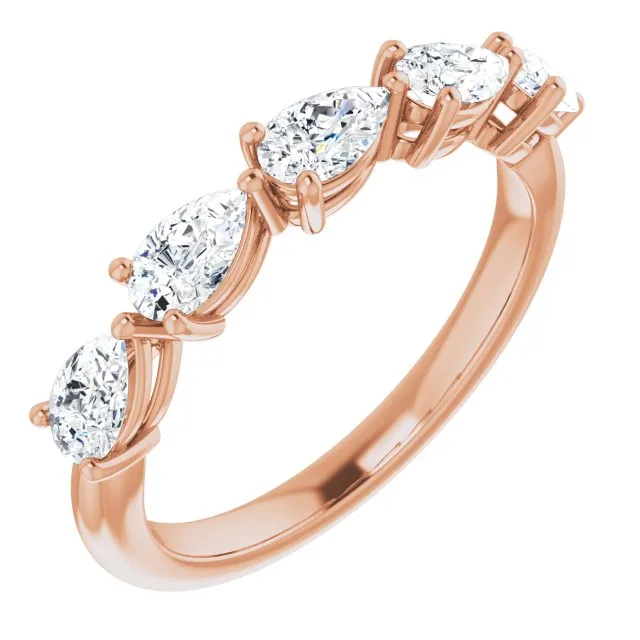 1.25 ct. Pear Cut Diamond Wedding Band 5 Stone Anniversary Ring