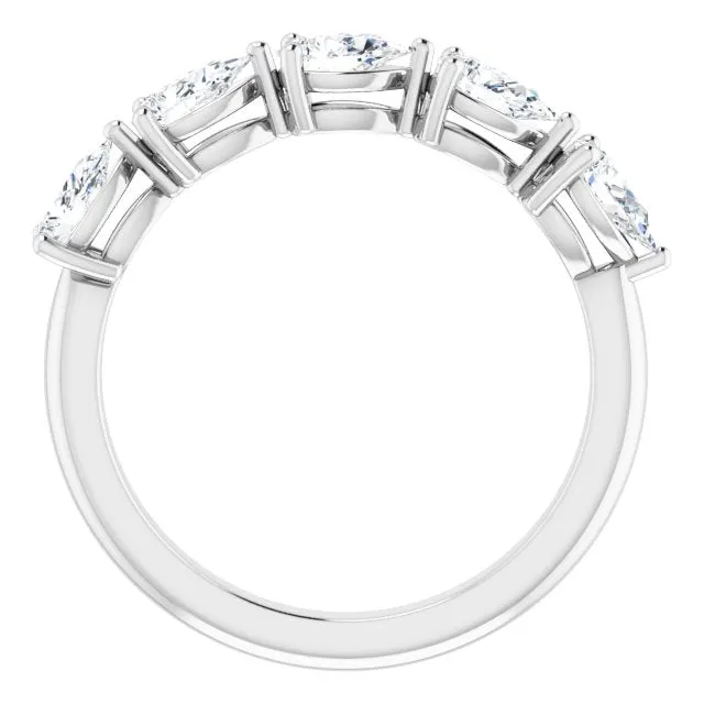 1.25 ct. Pear Cut Diamond Wedding Band 5 Stone Anniversary Ring