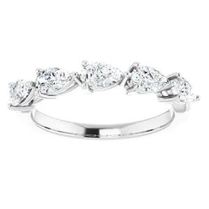 1.25 ct. Pear Cut Diamond Wedding Band 5 Stone Anniversary Ring