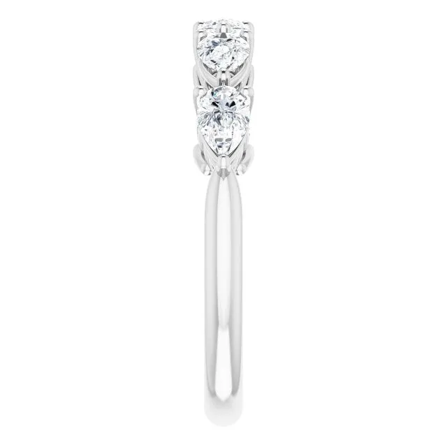 1.25 ct. Pear Cut Diamond Wedding Band 5 Stone Anniversary Ring