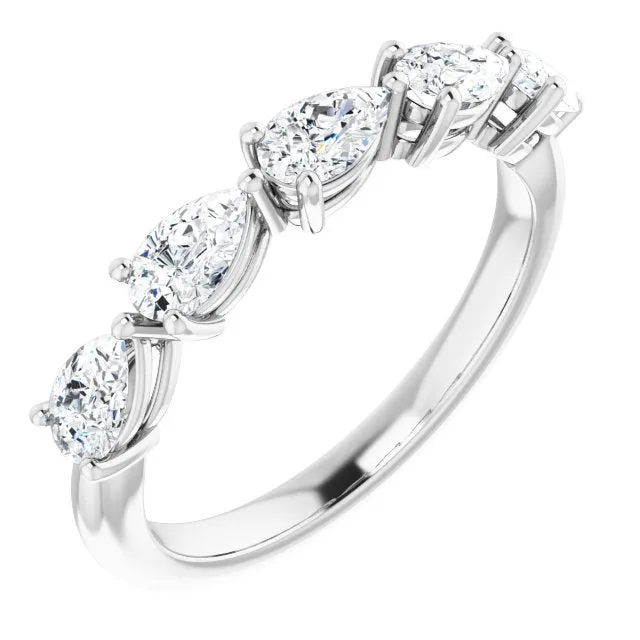 1.25 ct. Pear Cut Diamond Wedding Band 5 Stone Anniversary Ring