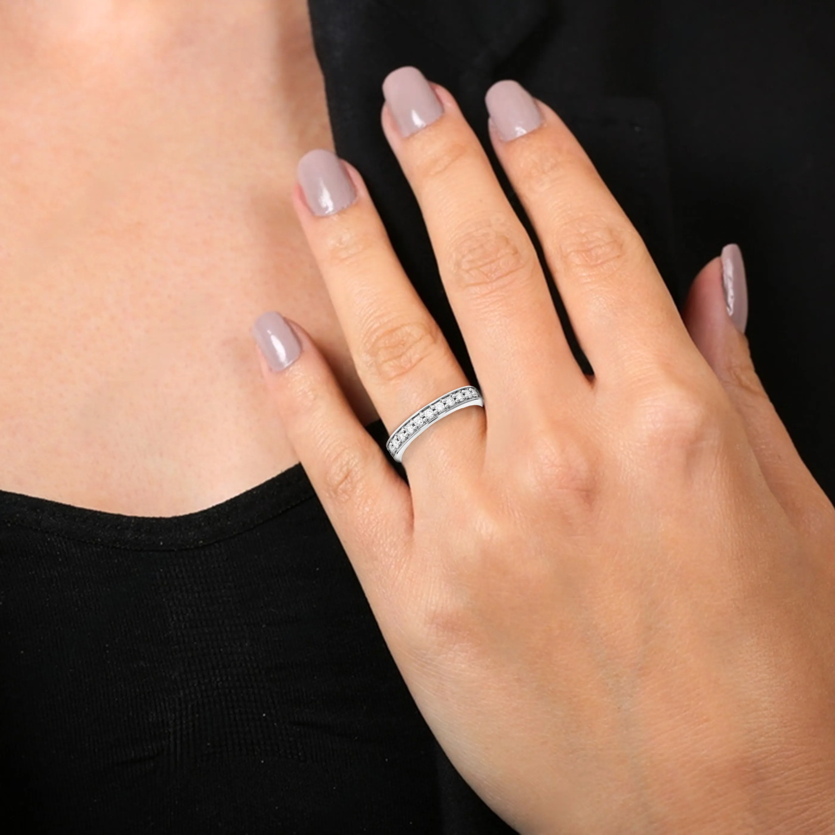 1/4 cttw Lab Grown Diamond Basket Wedding Band in Sterling Silver