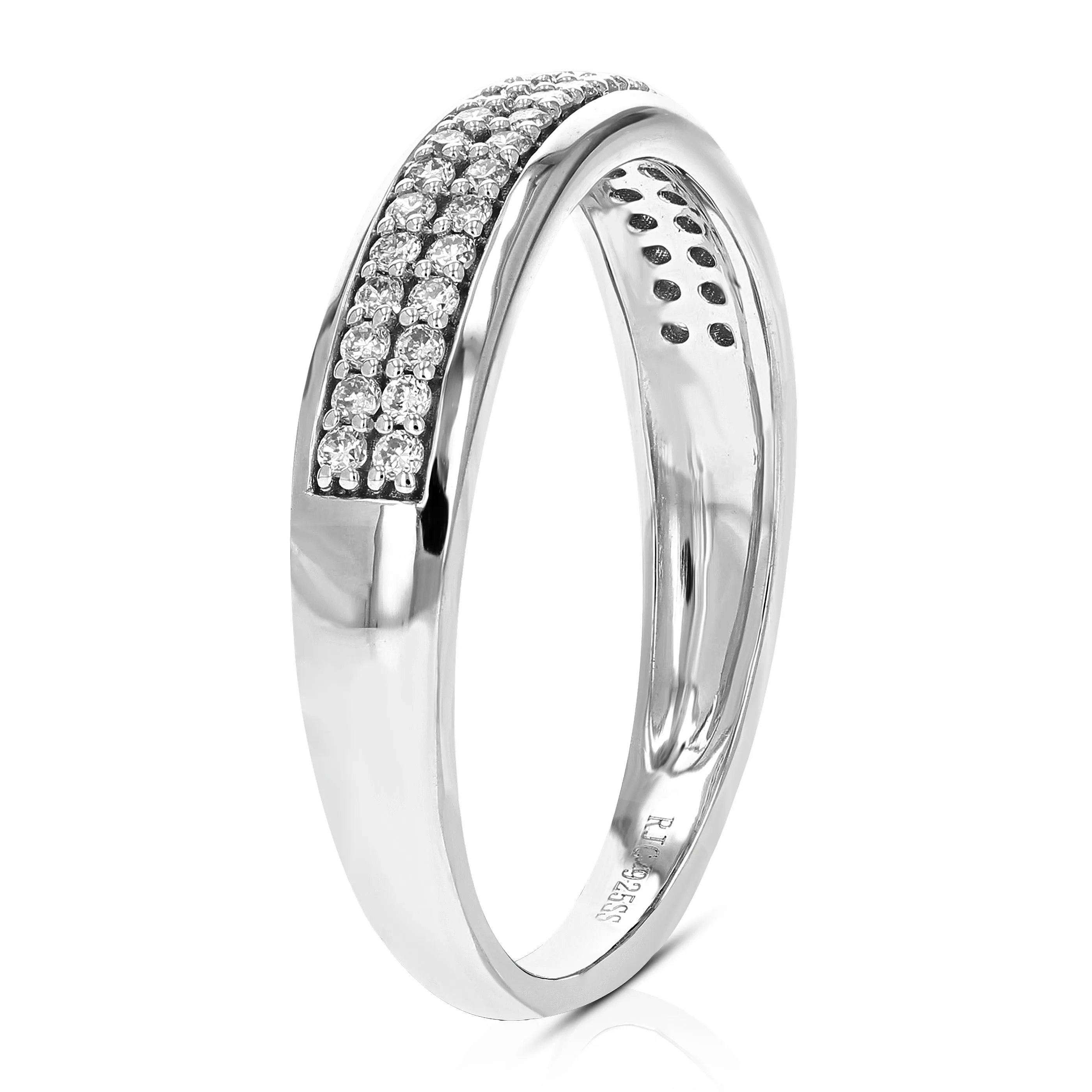 1/4 cttw Lab Grown Diamond Two Row Wedding Band Sterling Silver