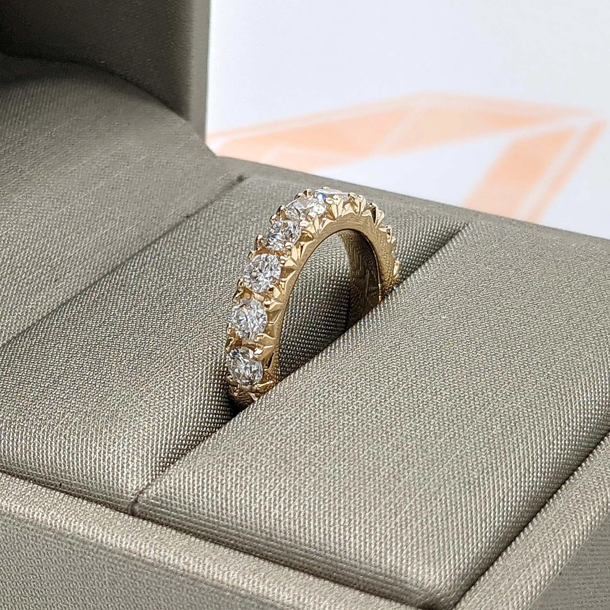 1.40 ct. French Pave Diamond Wedding Band 11 Stone Ring