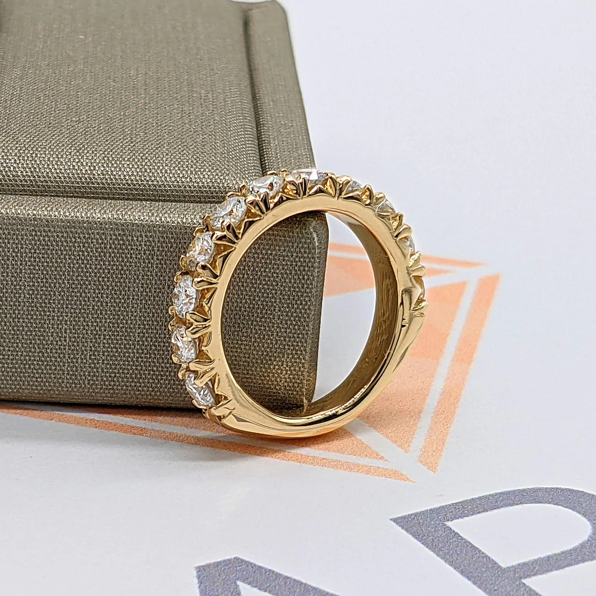 1.40 ct. French Pave Diamond Wedding Band 11 Stone Ring