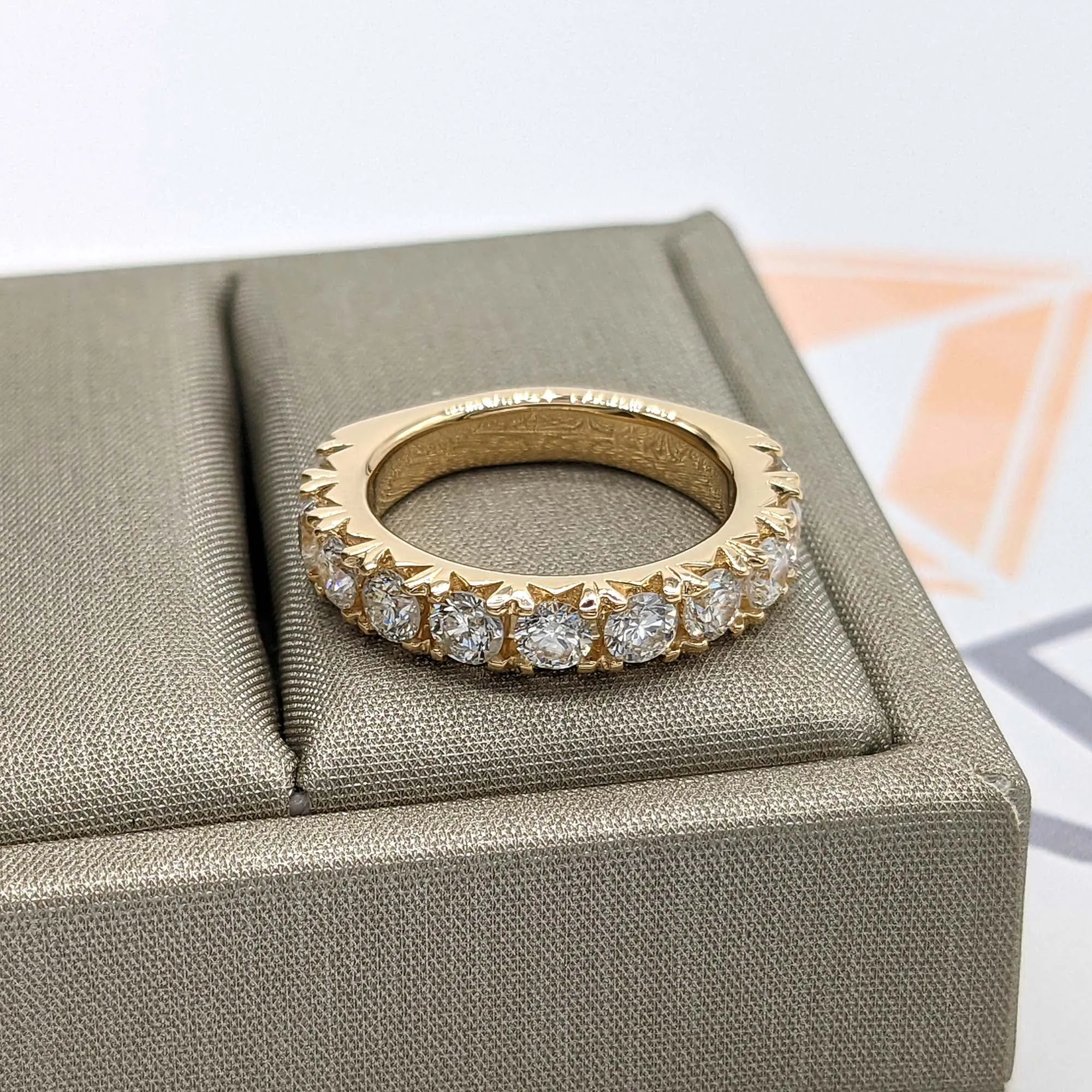 1.40 ct. French Pave Diamond Wedding Band 11 Stone Ring