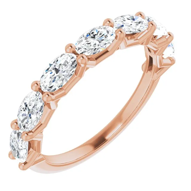 1.47 ct. Oval Cut Diamond Wedding Band 7 Stone Anniversary Ring