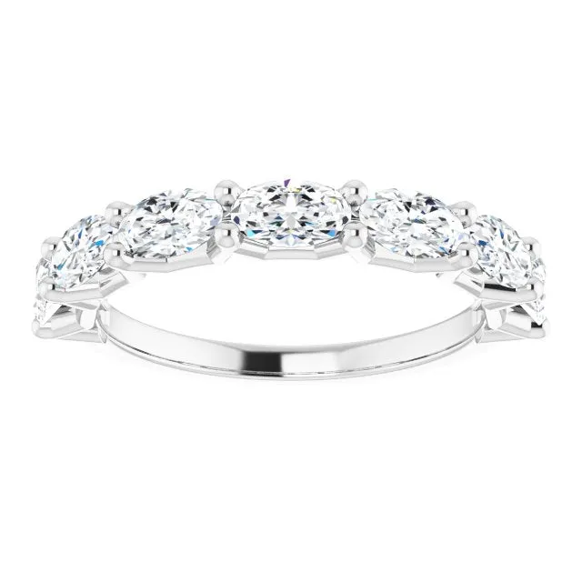 1.47 ct. Oval Cut Diamond Wedding Band 7 Stone Anniversary Ring