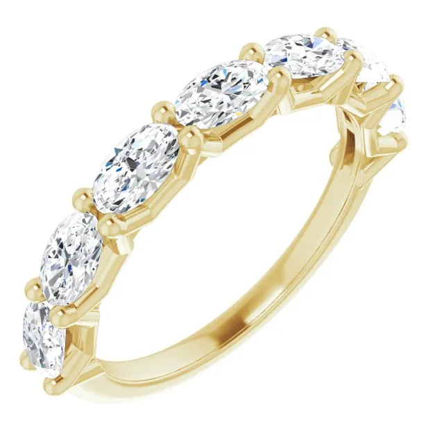1.47 ct. Oval Cut Diamond Wedding Band 7 Stone Anniversary Ring