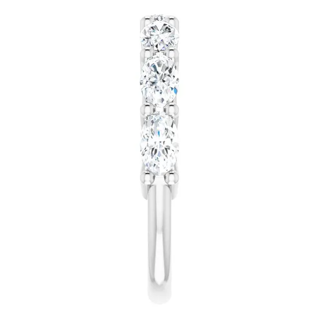 1.47 ct. Oval Cut Diamond Wedding Band 7 Stone Anniversary Ring