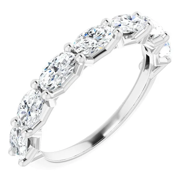 1.47 ct. Oval Cut Diamond Wedding Band 7 Stone Anniversary Ring