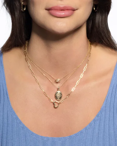 14k Gold Pearl Evil Eye 18" Necklace