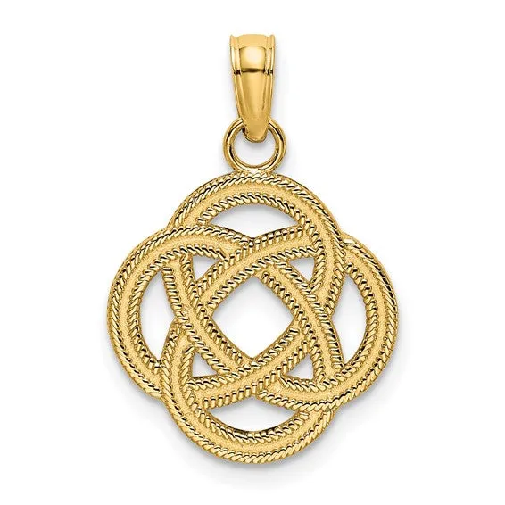 14k Gold Small Celtic Eternity Knot Circle Charm Pendant