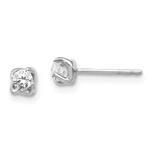 14k White Gold Diamond Post Earrings Women's