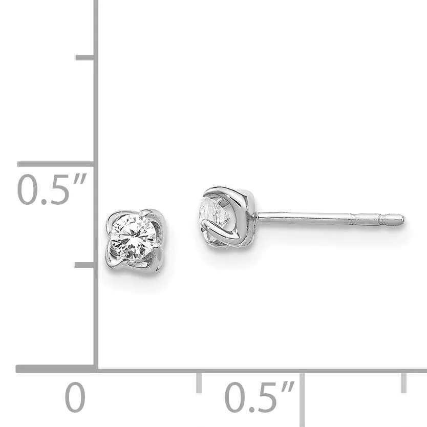 14k White Gold Diamond Post Earrings Women's