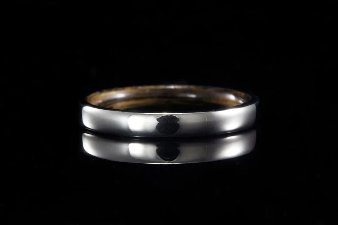 14K WHITE GOLD EXTERIOR WHISKEY BARREL WOOD INTERIOR RING