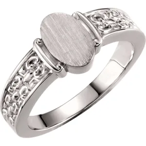 14k White Gold Ladies' Signet Ring, Size 7