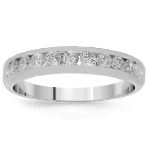 14K White Solid Gold Womens Diamond Wedding Ring Band 0.59 Ctw